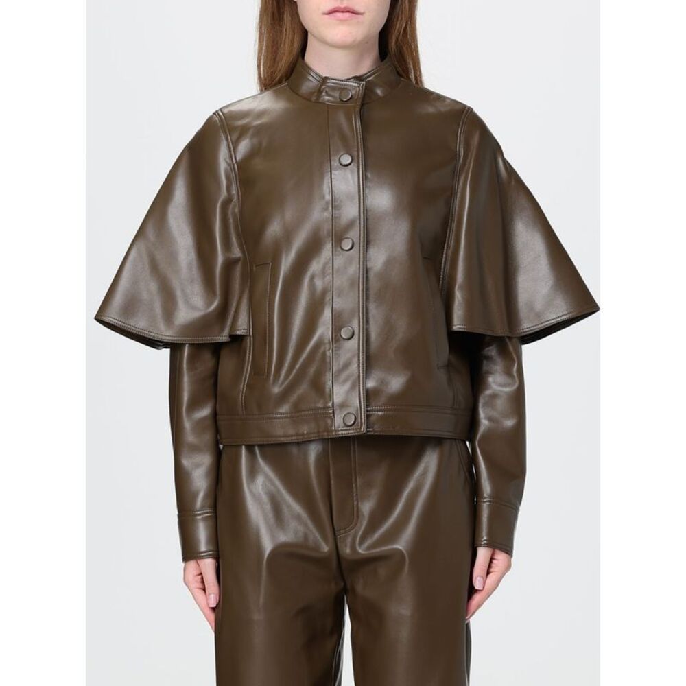 Twinset Women Short Faux Leather Jacket Twinset With Mandarin Collar